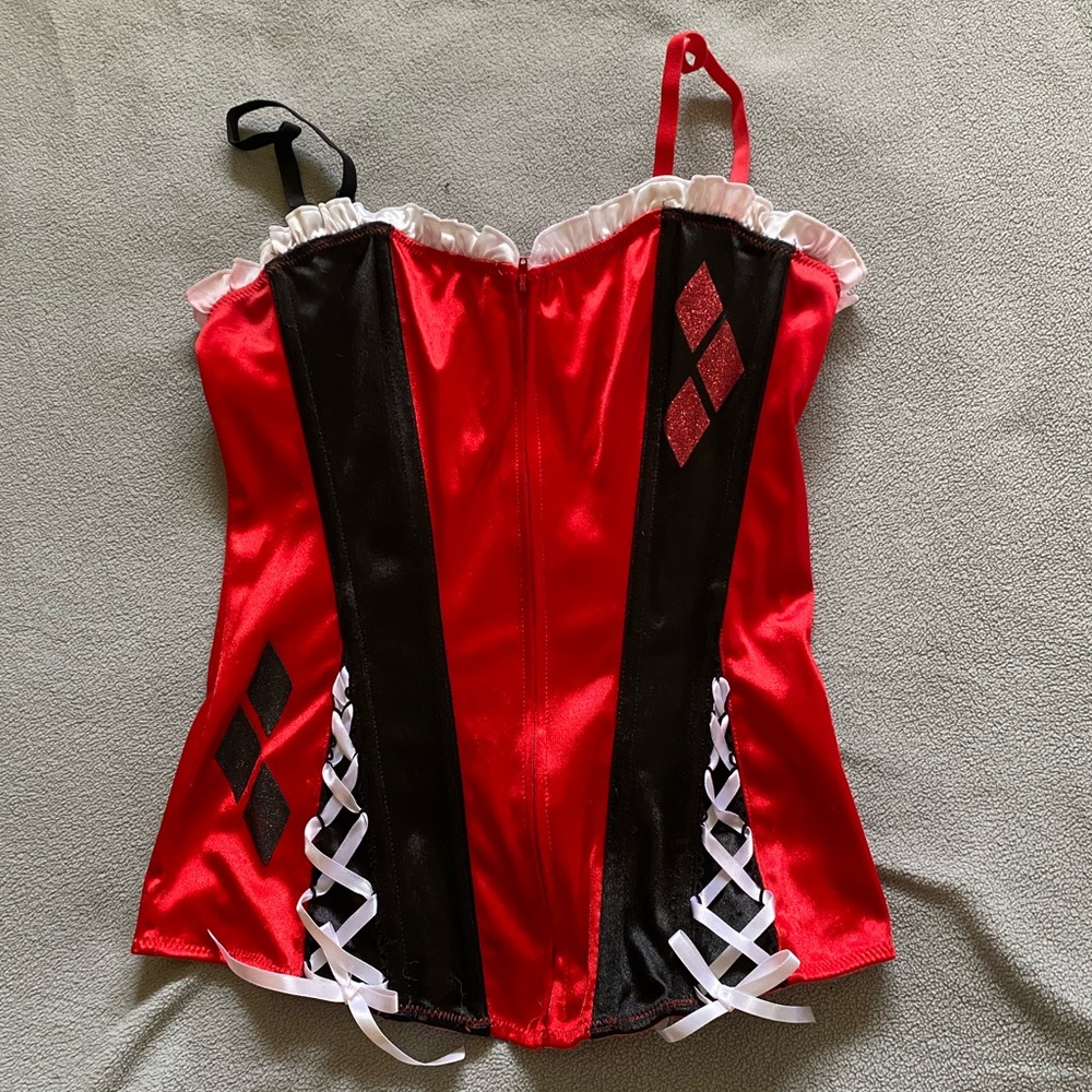 Undergirl Red and Black Satin Harley Quinn Cosplay Corset Top L